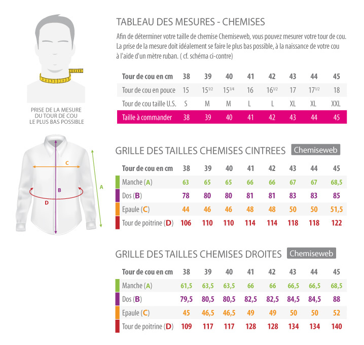Chemise Homme Guide Des Tailles | clube.zeros.eco